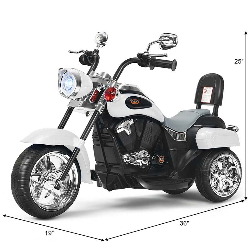 3 Wheel Kids Ride on Chopper-Style Motorcycle, 6V Battery Powered Kids Motorbike Trike Toy with Horn & Headlight