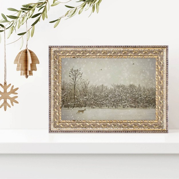 X 8 quot Winter Fawn Fancy Gold Frame Wall Canvas Petal Lane