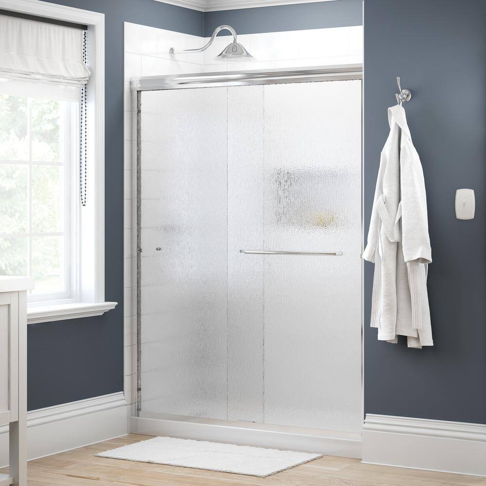 Delta Simplicity 60 in. x 70 in. Semi-Frameless Traditional Sliding Shower Door in Chrome with Rain Glass 1117965