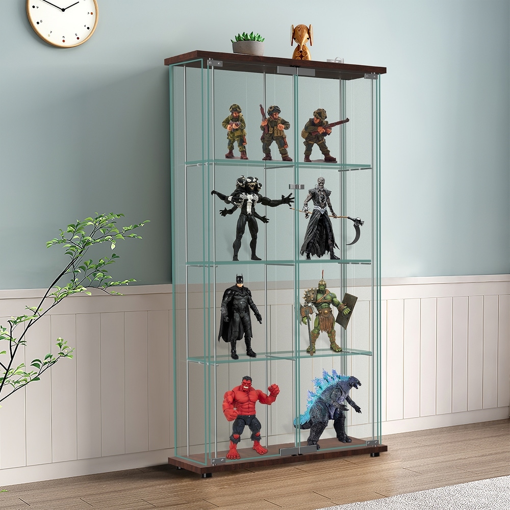 Tempered Glass Bookshelf Curio Display Cabinet