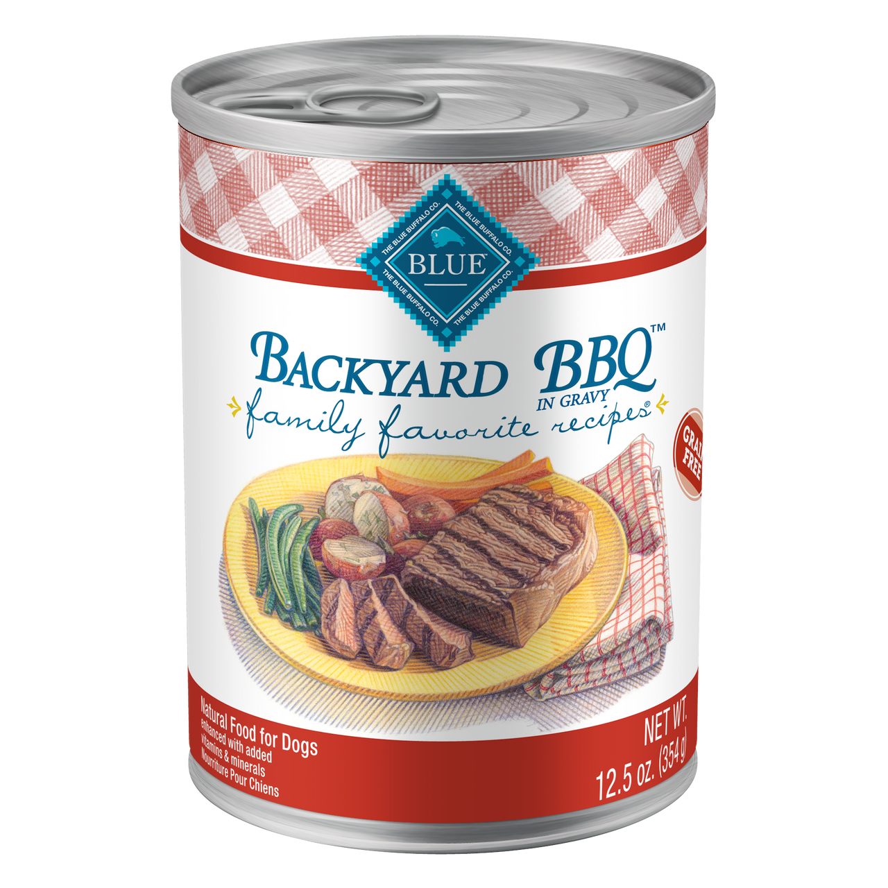 Blue Buffalo Family Favorites Backyard BBQ Canned Dog Food， 12.5 Oz.