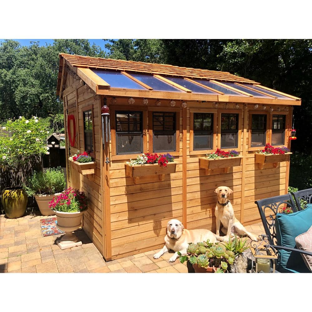 Outdoor Living Today Sunshed 8 ft. x 12 ft. Western Red Cedar Garden Shed SSGS812