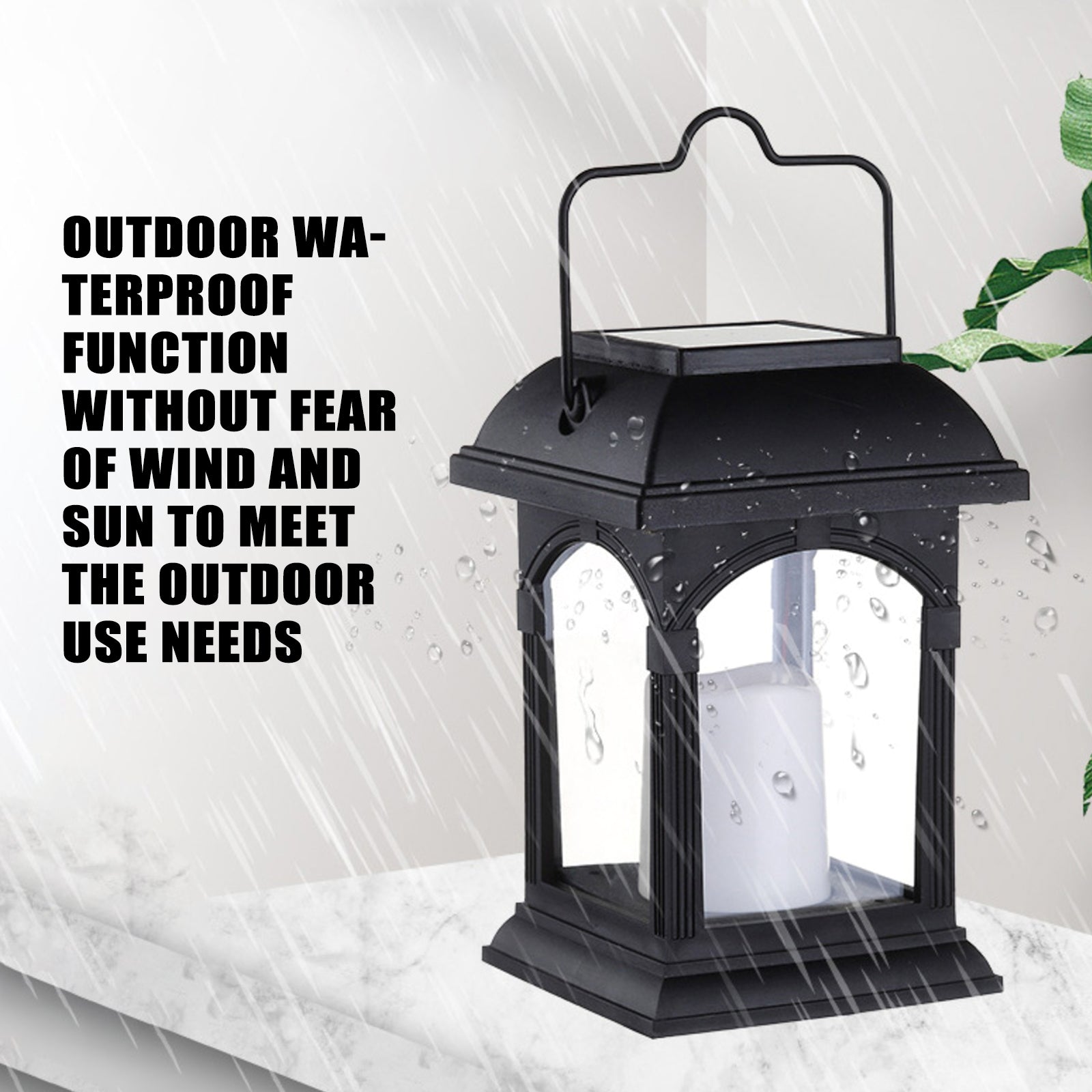 Waterproof Solar Handle Candle Lantern Outdoor Hanging Decorative Lantern For Patio Garden Yard