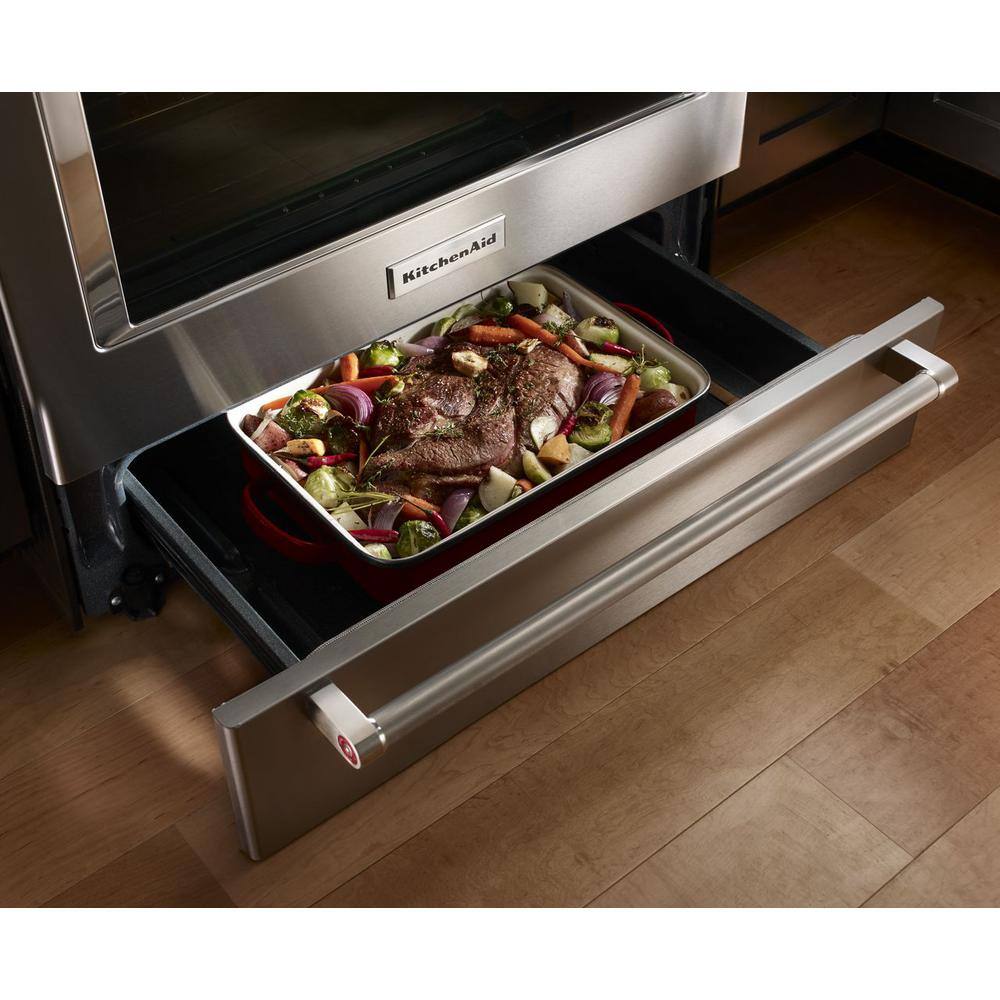 KitchenAid 6.5 cu. ft. Slide-In Gas Range with Self-Cleaning Convection Oven in Stainless Steel KSGB900ESS