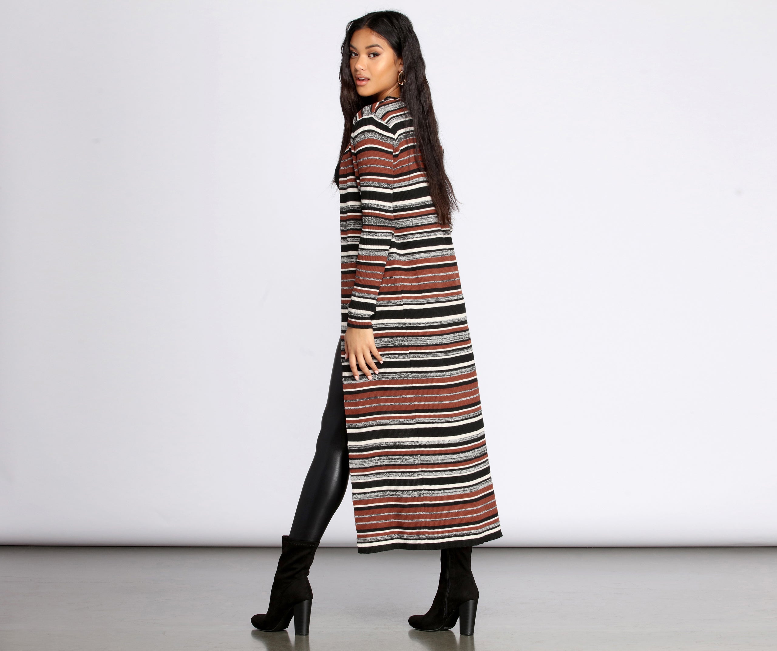 Stripe About Now Long Line Cardigan