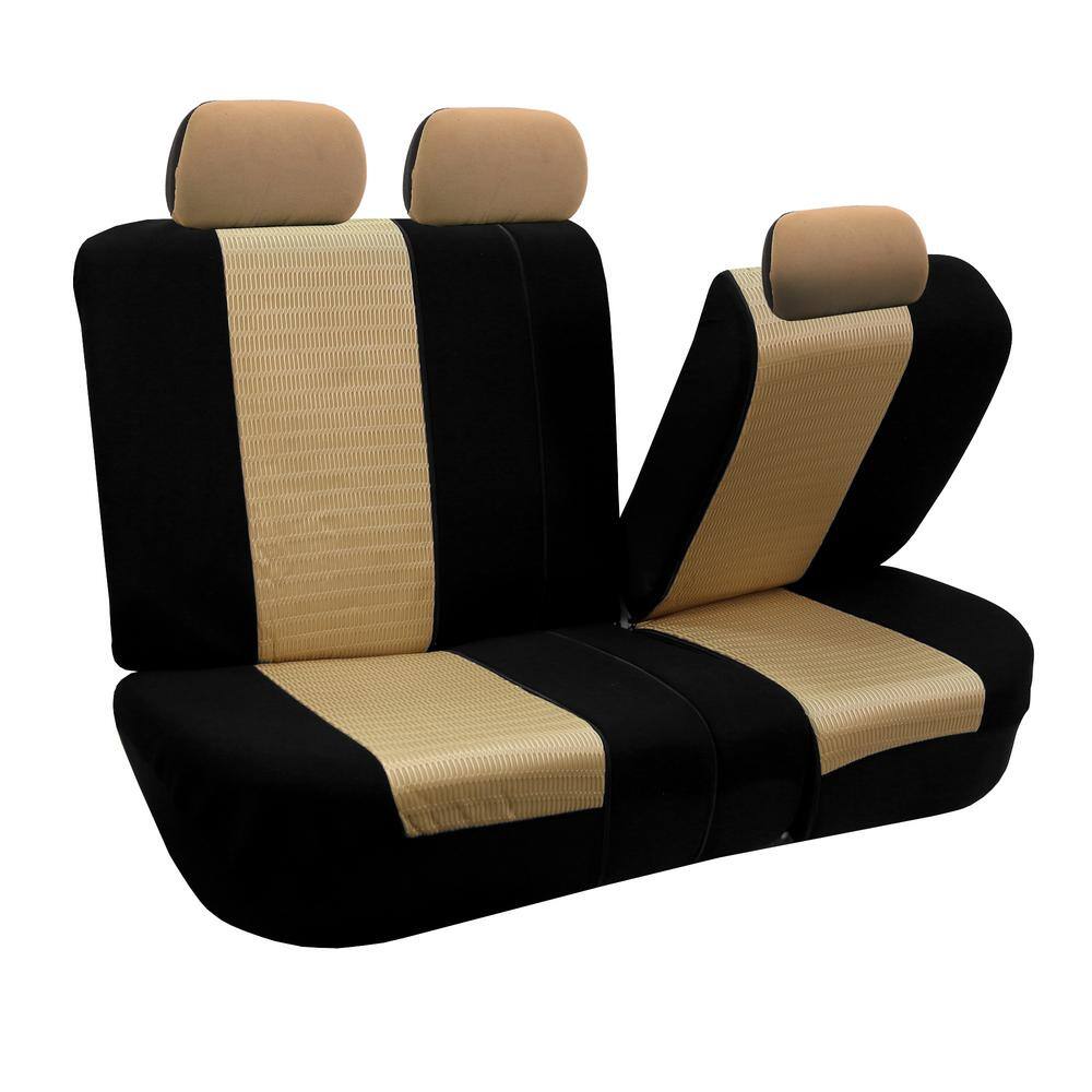 FH Group Fabric 47 in. x 23 in. x 1 in. Deluxe 3D Air Mesh Full Set Seat Covers DMFB060BEIGE115