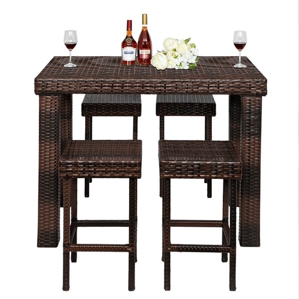 Outdoor 5Piece Resin Wicker Bar Dining Set