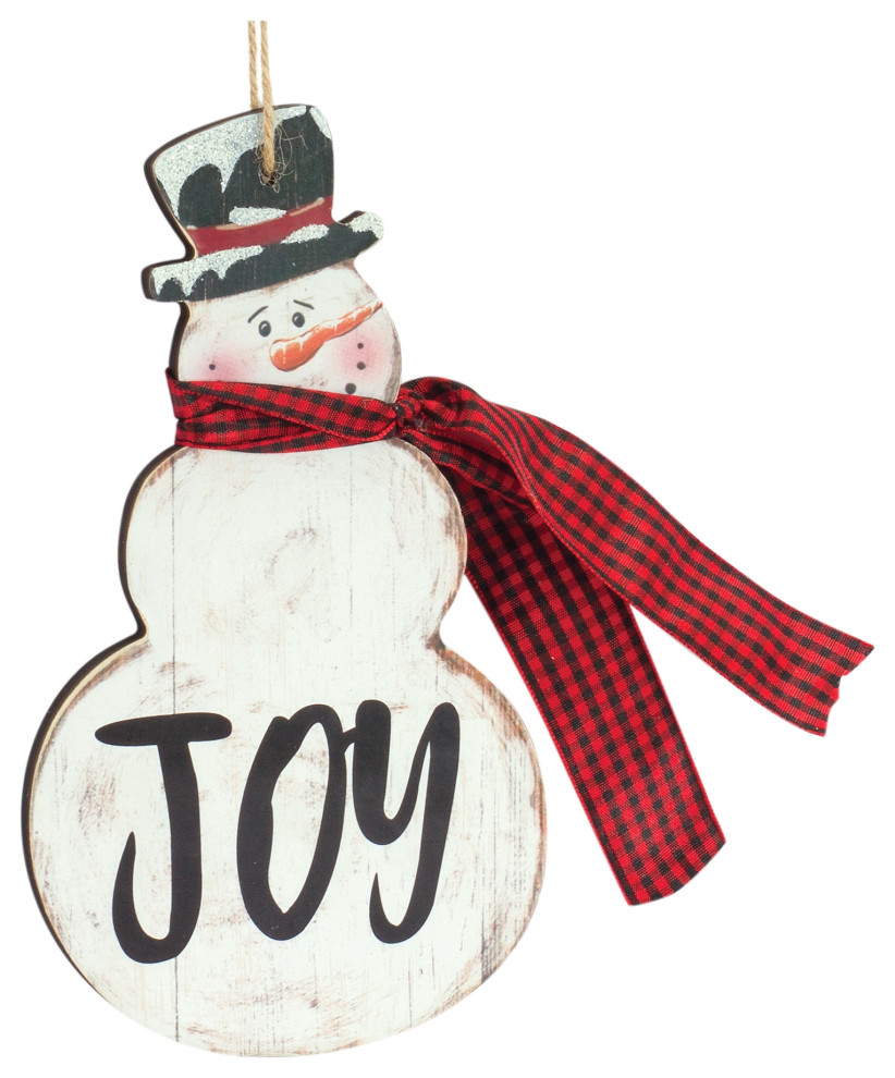 Joy And Noel Snowman Ornament (Set Of 6) 7.25 quotH Mdf   Transitional   Christmas Ornaments   by Kolibri Decor  Houzz