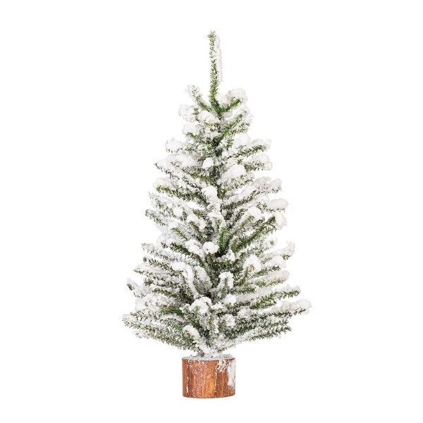 Vickerman 18 flocked Mini Pine Artificial Christmas tree，Set of 2