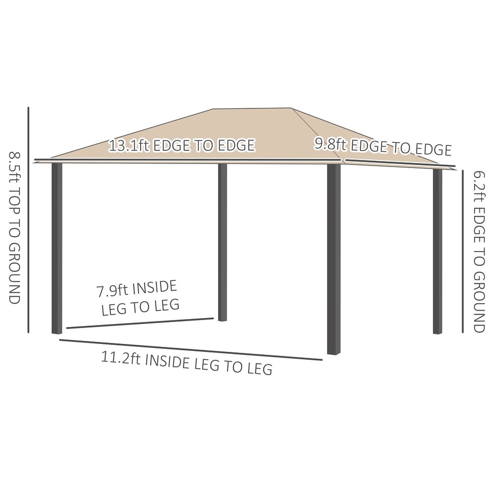 Outsunny 13' x 10' Patio Gazebo Outdoor Canopy Shelter with Sidewalls  Vented Roof  Aluminum Frame for Garden  Lawn  Backyard