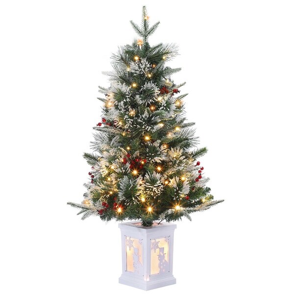 3 Ft Artificial Christmas Trees with Lighting Elk/ Snowman Base