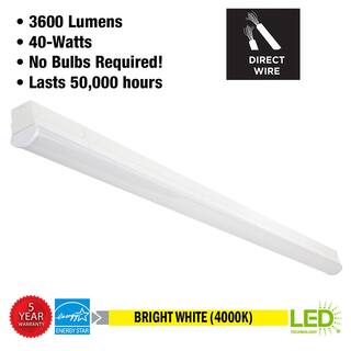 Commercial Electric 4 ft LED Garage Workshop Ceiling Strip Light Fixture Shop Light Hardwire 3600 Lumens 4000K Bright White 54283191