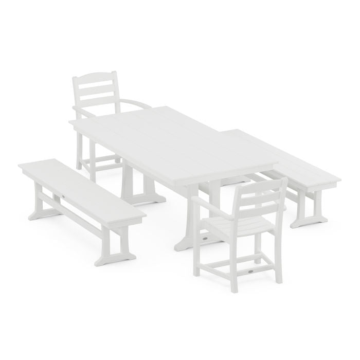 Polywood La Casa Cafe 5-Piece Farmhouse Dining Set With Trestle Legs PWS1004-1