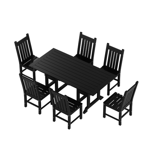 Polytrends Laguna Hdpe All Weather Outdoor Patio Dining Set with Rectangular Table，Armless Dining Chairs (7Piece Set)