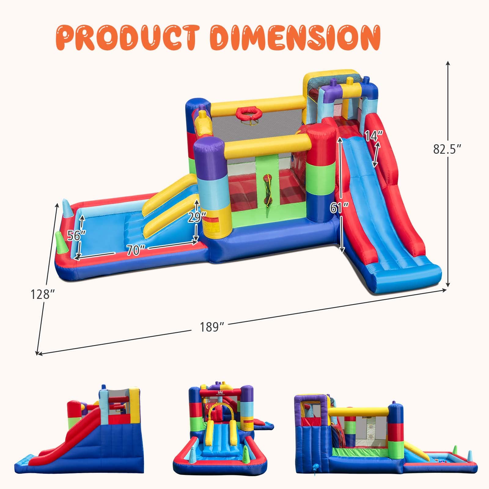 BOUNTECH Inflatable Bounce House, Dual Slides Bouncy House for Kids 5-12 Backyard Party Fun w/Blower