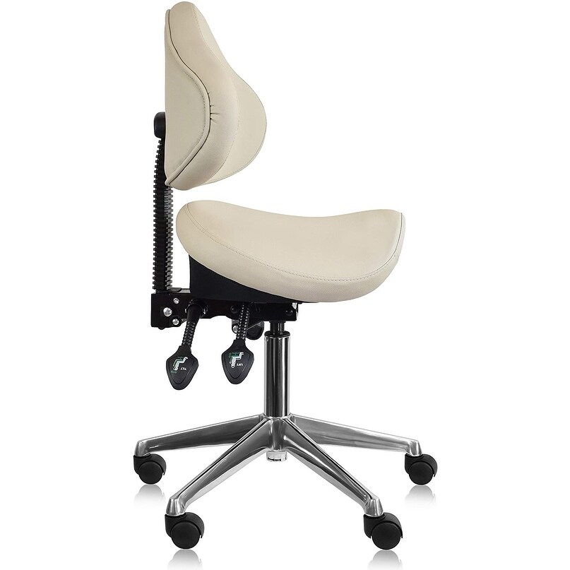 Ergonomic Adjustable Tilt Saddle Stool Chair With Back Support Home Office Exam Waiting Rooms Desk Dentistry Doctor