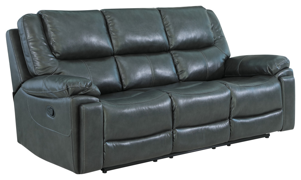 Aiden 2 Piece Leather Air Reclining Sofa With Console Loveseat   Contemporary   Living Room Furniture Sets   by Luxuriant Furniture  Houzz