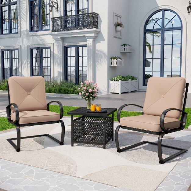 Captiva Designs 3pc Patio Bistro Set With Square Umbrella Table