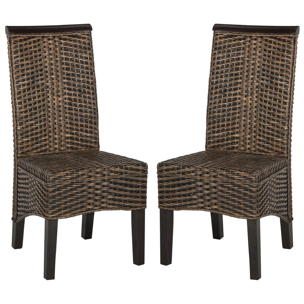 SAFAVIEH Ilya Brown Multi Wicker Dining Chair (Set of 2)   17.3\