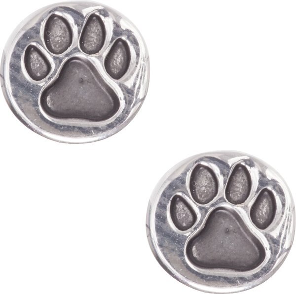 Pet Friends Antiqued Circle Paw Stud Earrings