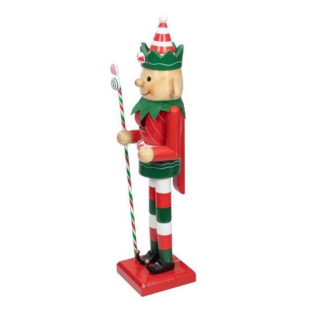 Red And Green Traditional Striped Elf Christmas Nutcracker