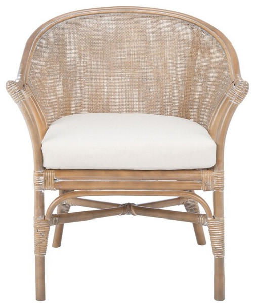 Stella Rattan Accent Chair With Cushion Gray Whitewash/White   Tropical   Armchairs And Accent Chairs   by V.S.D Furniture  Houzz