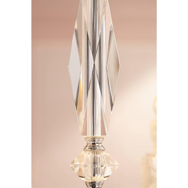 High Clear Crystal Column White Tapered Drum Shade For Living Room Bedroom Bedside Office