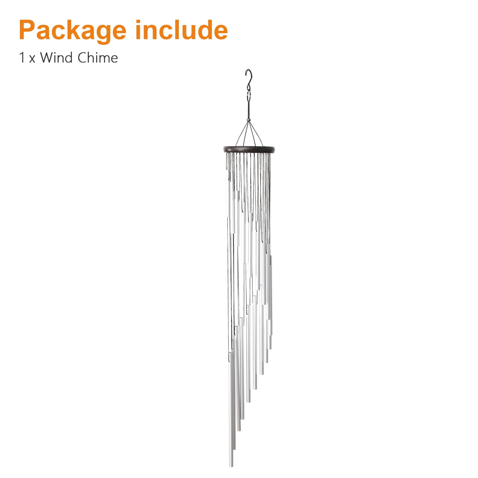 TSV Outdoor Memorial 36Inch Wind Chimes with 18 Tubes， Durable Aluminum Alloy Wind Chime with Melodious Sound and Excellent Design， Elegant Chime for Garden Patio Decor， Gift for Mom (Silver/Golden)