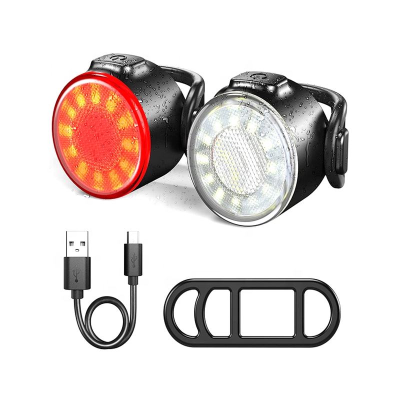 Q2 Bicycle Headlight Taillight LED Bike Rear Light Combo Set Front Rear lights USB Charge Safety Warning Headlight Cycling Light