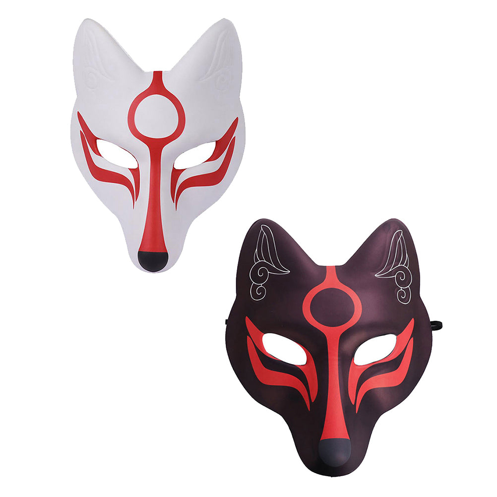 NUOLUX Masks Fox Japanese Cosplay Party Costume Masquerade Kitsune Halloween Animal Kabuki Face Half Anime  Props Decorative