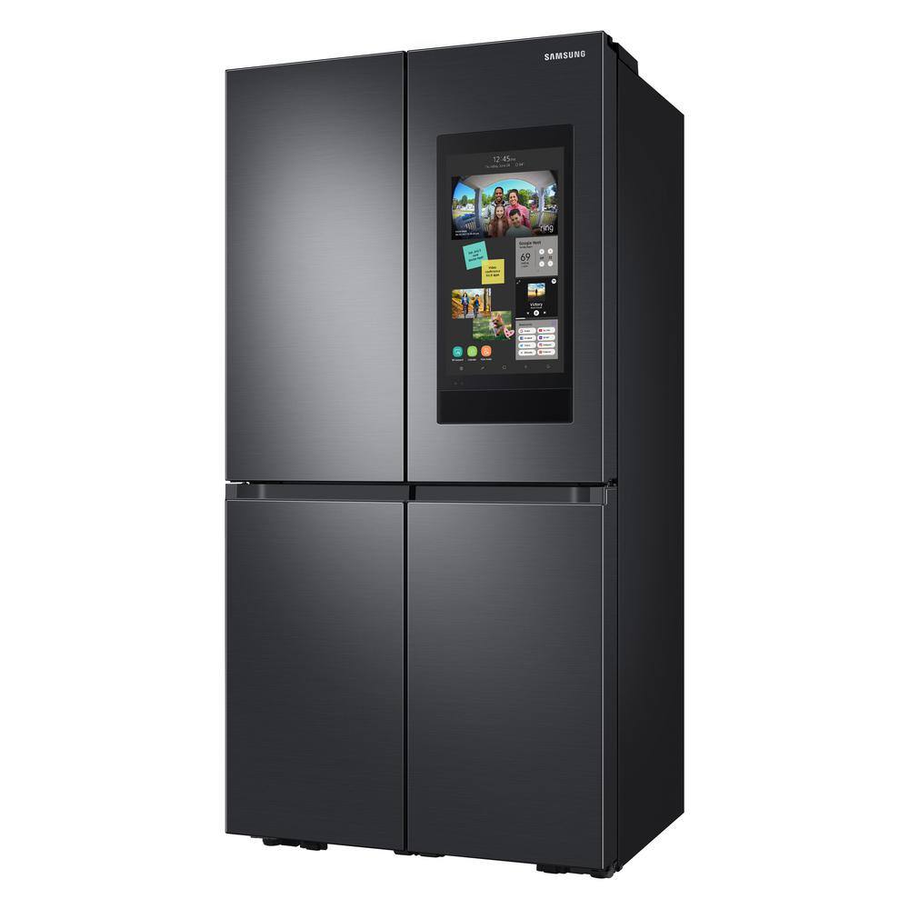  23 cu. ft 4-Door Family Hub French Door Smart Refrigerator in Fingerprint Resistant Black Stainless Steel Counter Depth RF23A9771SG