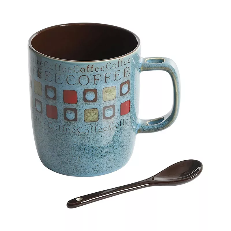 Gibson Mr. Coffee Cafe Americano 4 Person 8 Piece 13 Ounce Mug Set with Spoons