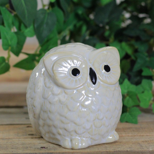 Pudgy Pals Wide Eyed Beige And Cream Owl Table Top Decorative Figure