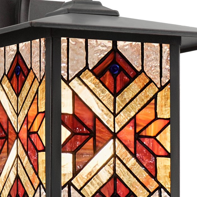 Stained Glass 1 light  Style Bronze Outdoor Lantern Wall Sconce River Of Goods