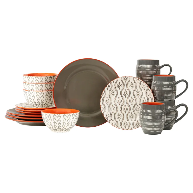 Generic Fotini 16 Piece Dinnerware Set， Service for 4 (Gray)