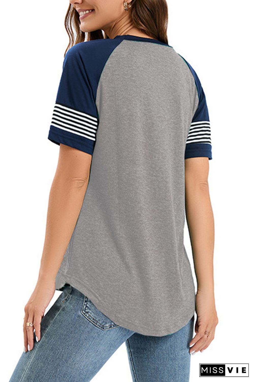 Colorblock Splicing Stripe Tee