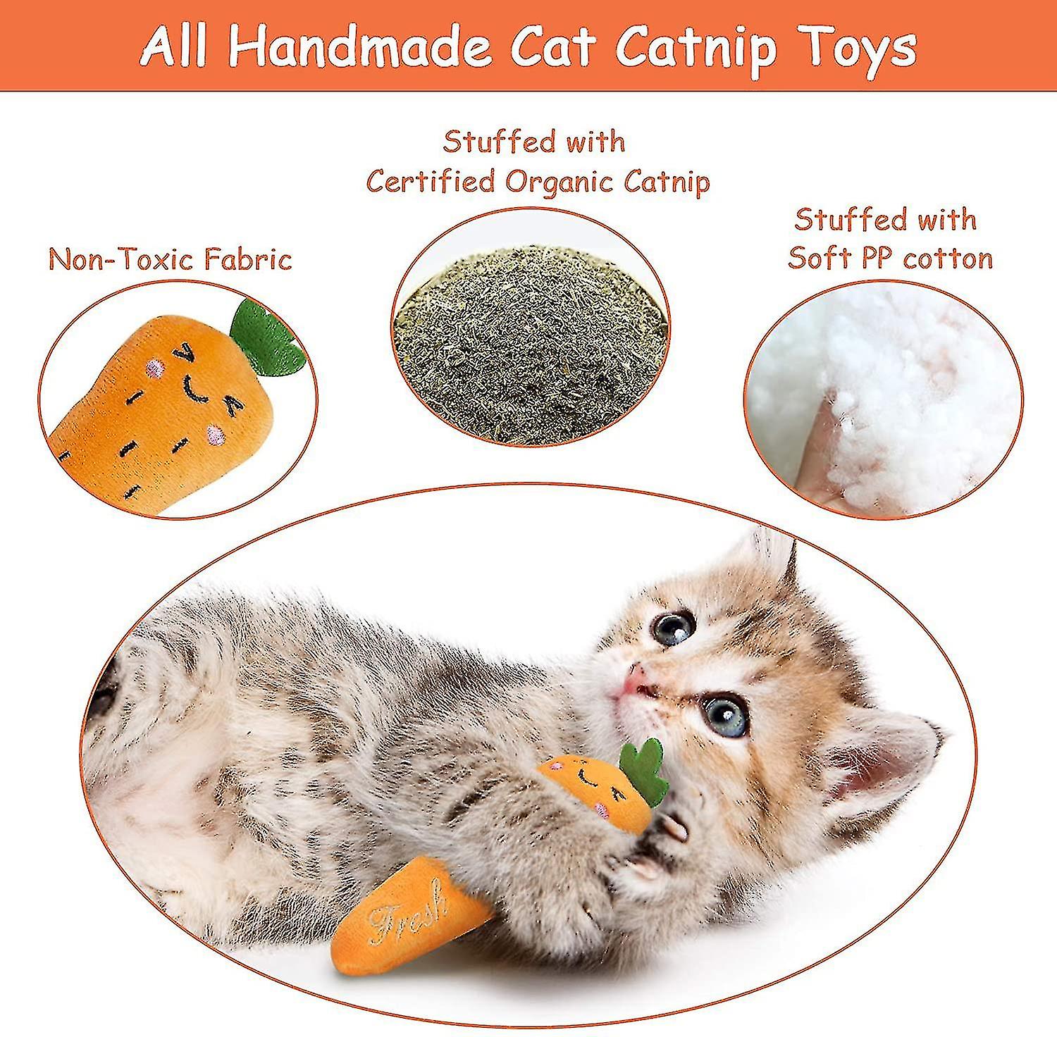 Miman Catnip Toy， Cat Toy， Indoor Cat Cat Toy， Catnip Toy， Catnip Cat Toy-carrot