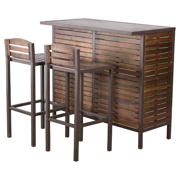 Milos 3pc Acacia Bar Set Dark Brown Christopher Knight Home