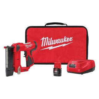 MW M12 12-Volt 23-Gauge Lithium-Ion Cordless Pin Nailer Kit with 1.5 Ah Battery Charger and Tool Bag 2540-21