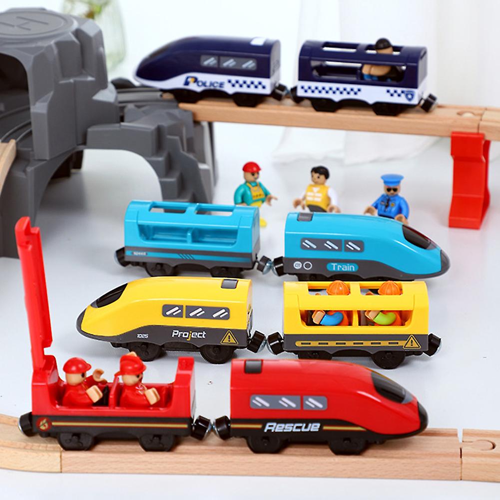 Electric Train Toy Wooden Track Children Educational Train Model Toy Gift Style A