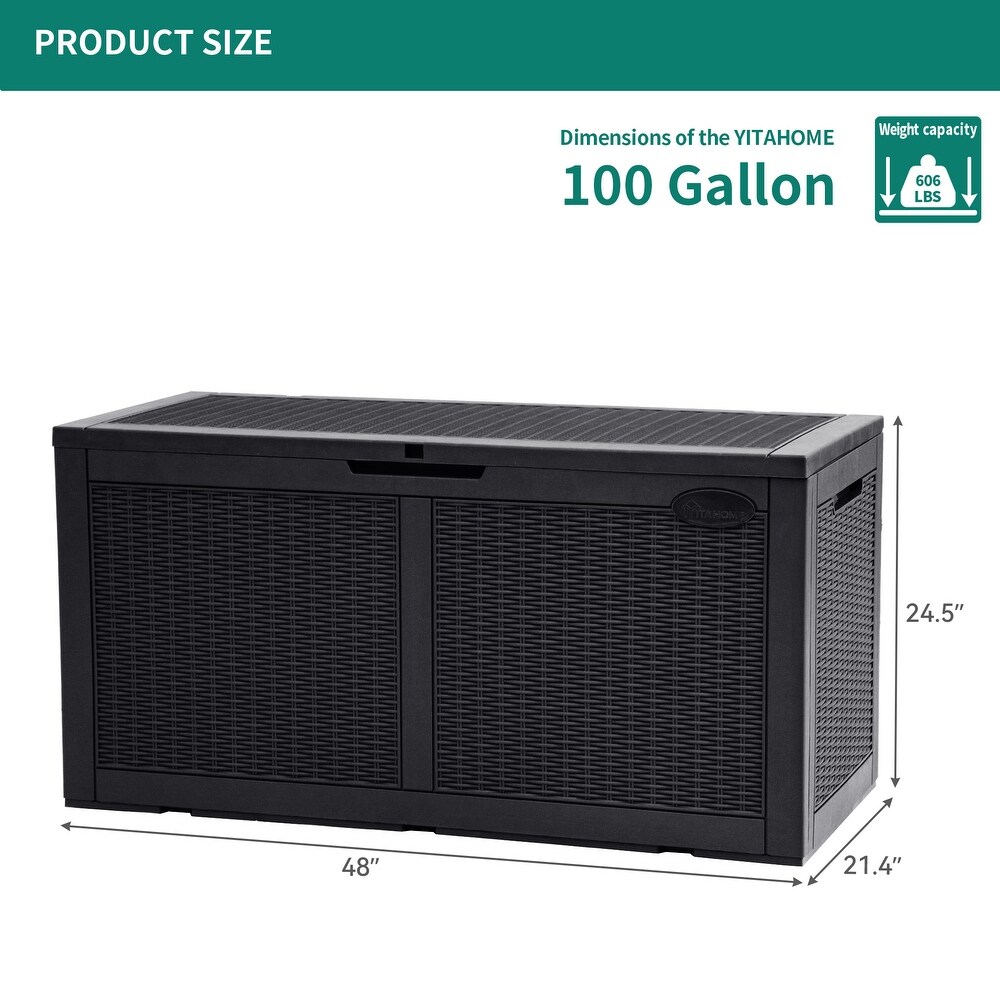 100 Gallon Large Resin Deck Box With Mesh Pocket   N/A