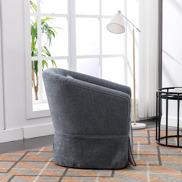 360-Degree Swivel Metal Base Accent Armchair Modern Linen Padded Seat Living Room Accent Chairs， Soft Comfortable Chair