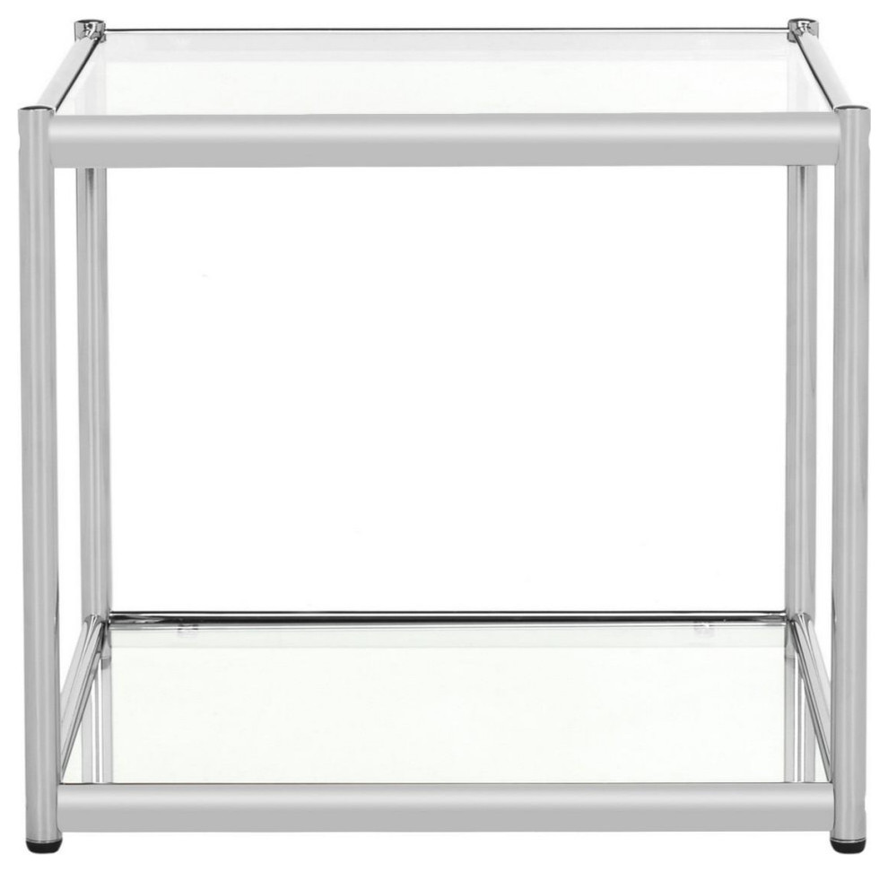 Nathaniel Glass End Table  Chrome   Contemporary   Side Tables And End Tables   by Rustic Home Furniture Deco  Houzz