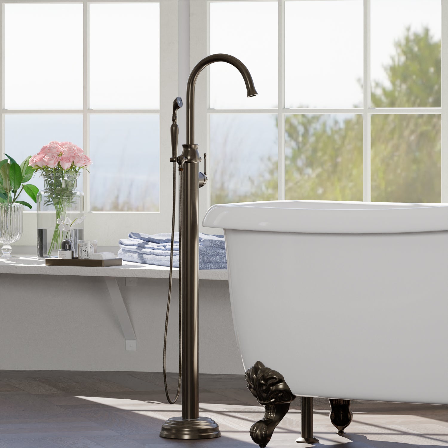 LeBaron Freestanding Tub Filler with Hand Shower