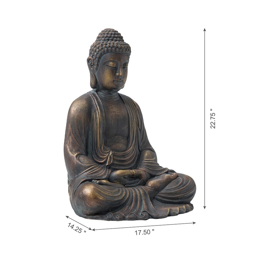 Glitzhome Zen Style MgO Meditating Buddha Garden Statue Indoor Outdoor