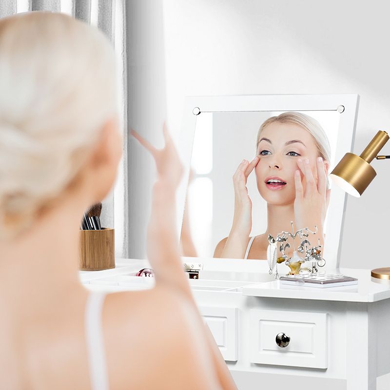 Vanity Dressing Table Set With Flip Top Mirror And 3 Drawers