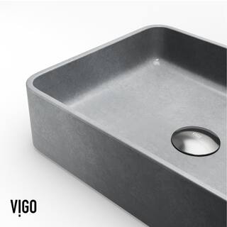 VIGO Segovia Gothic Gray Concreto Stone 16 in. L x 12 in. W x 4 in. H Rectangular Vessel Bathroom Sink VG04064