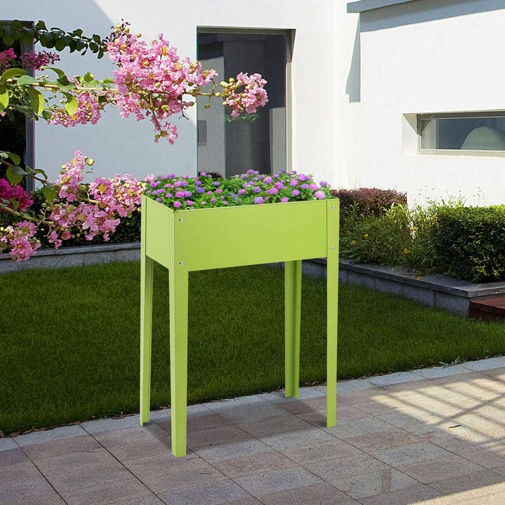 Alpulon 24.5 in. L x 12.5 in. D x 31.5 in. H Green Outdoor Elevated Garden Bed Raised Planter ZY1C0211