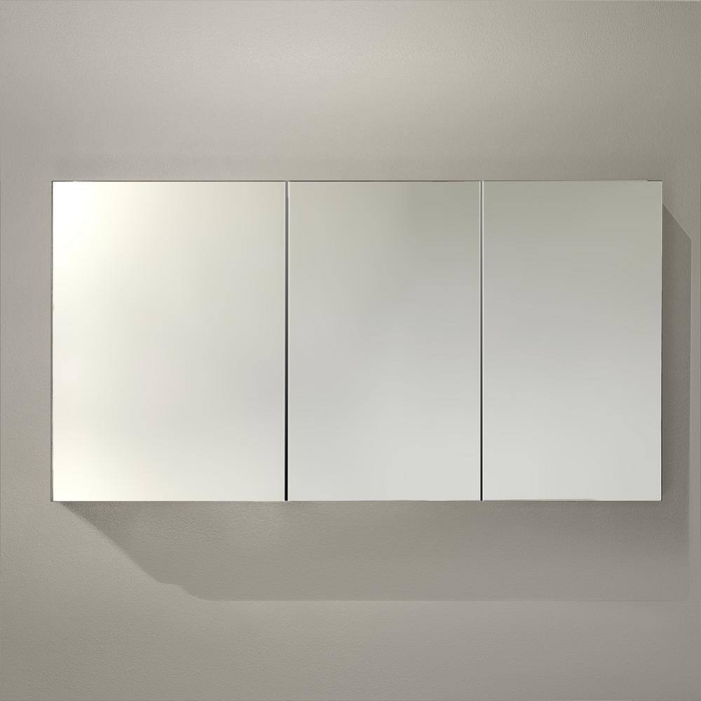 Fresca 59 in. W x 26 in. H x 5 in. D Frameless Glass Recessed or Surface-Mount 4-Shelf Bathroom Medicine Cabinet FMC8019