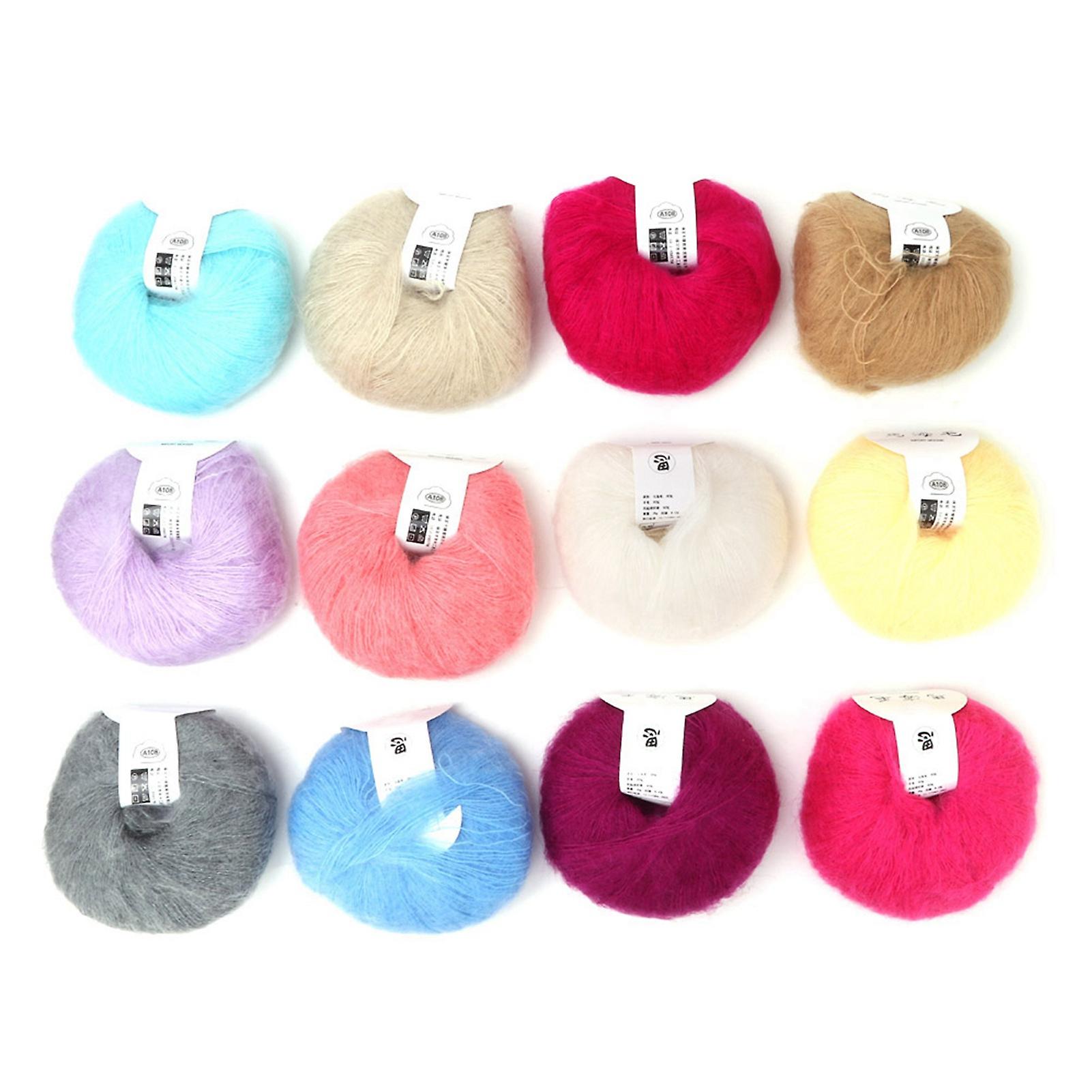 Popular Soft  Mohair Pashm Knit Angora Long Wool Yarn Hot (12 Colors A Set)